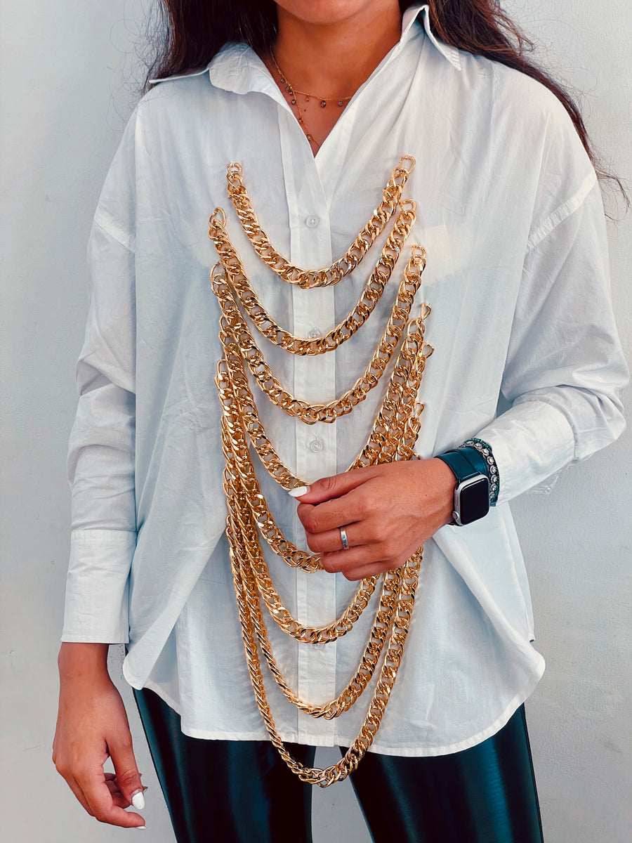 Lumi Gold Chain White Shirt
