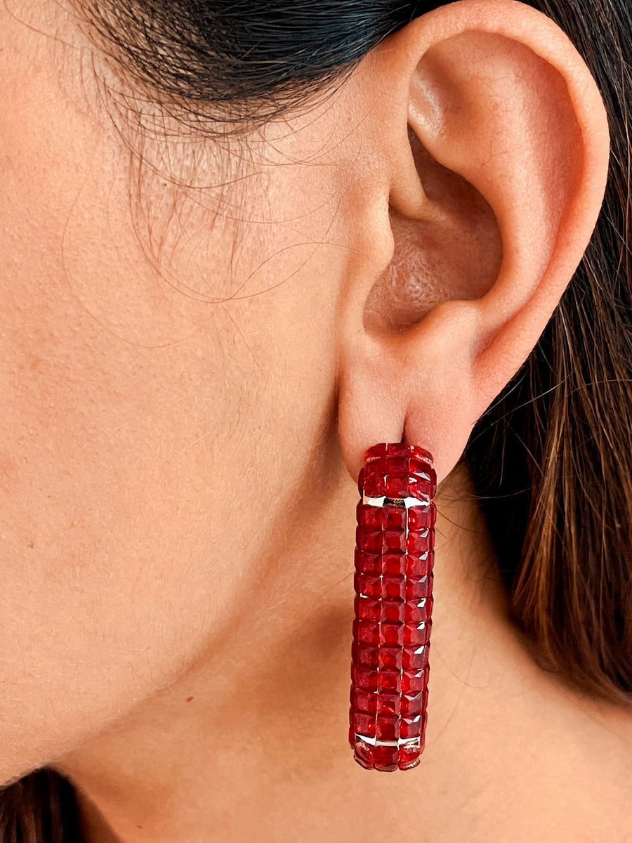 Rectangular Ruby Earrings