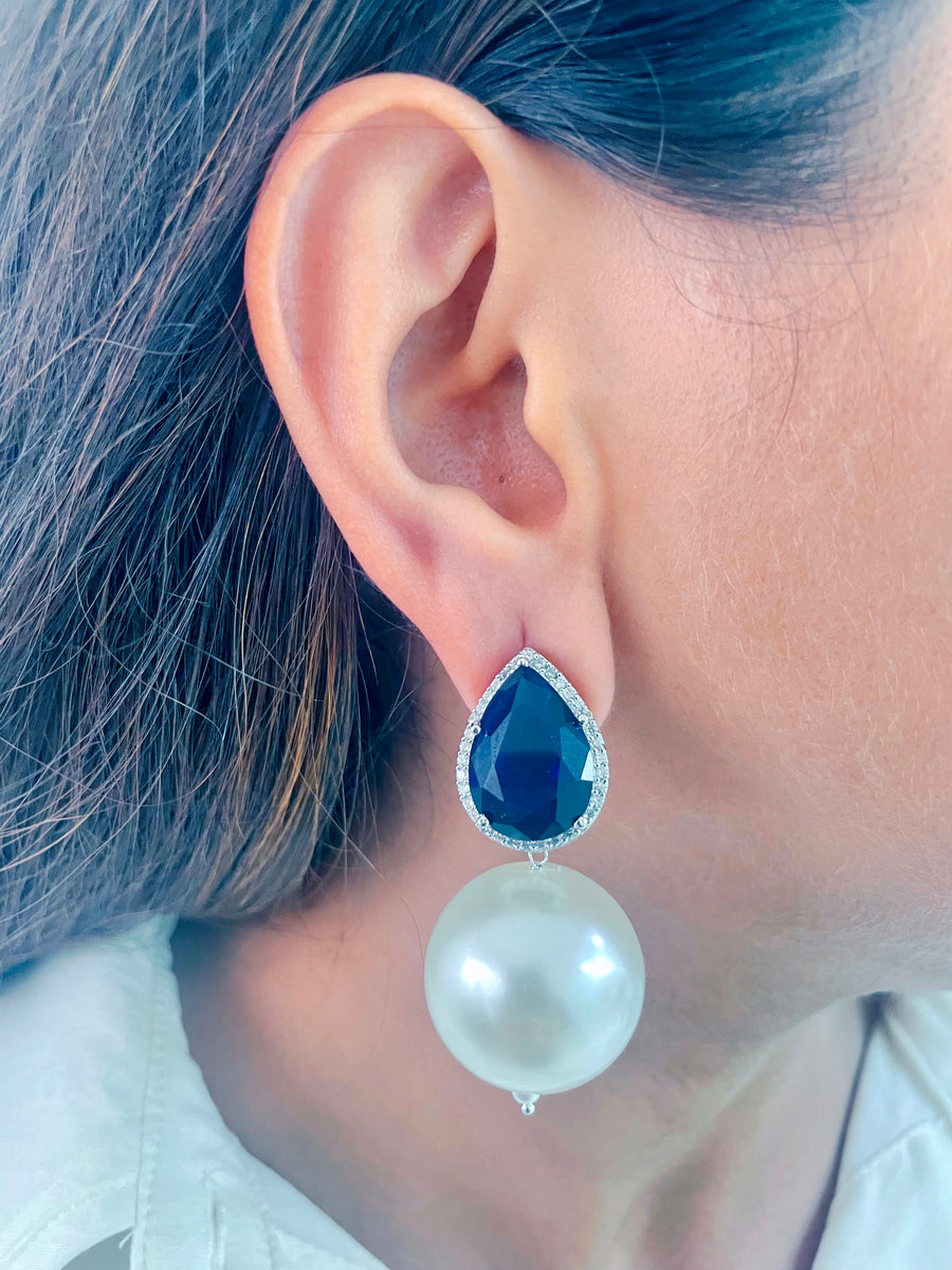 Blue Pearl Drop Earrings