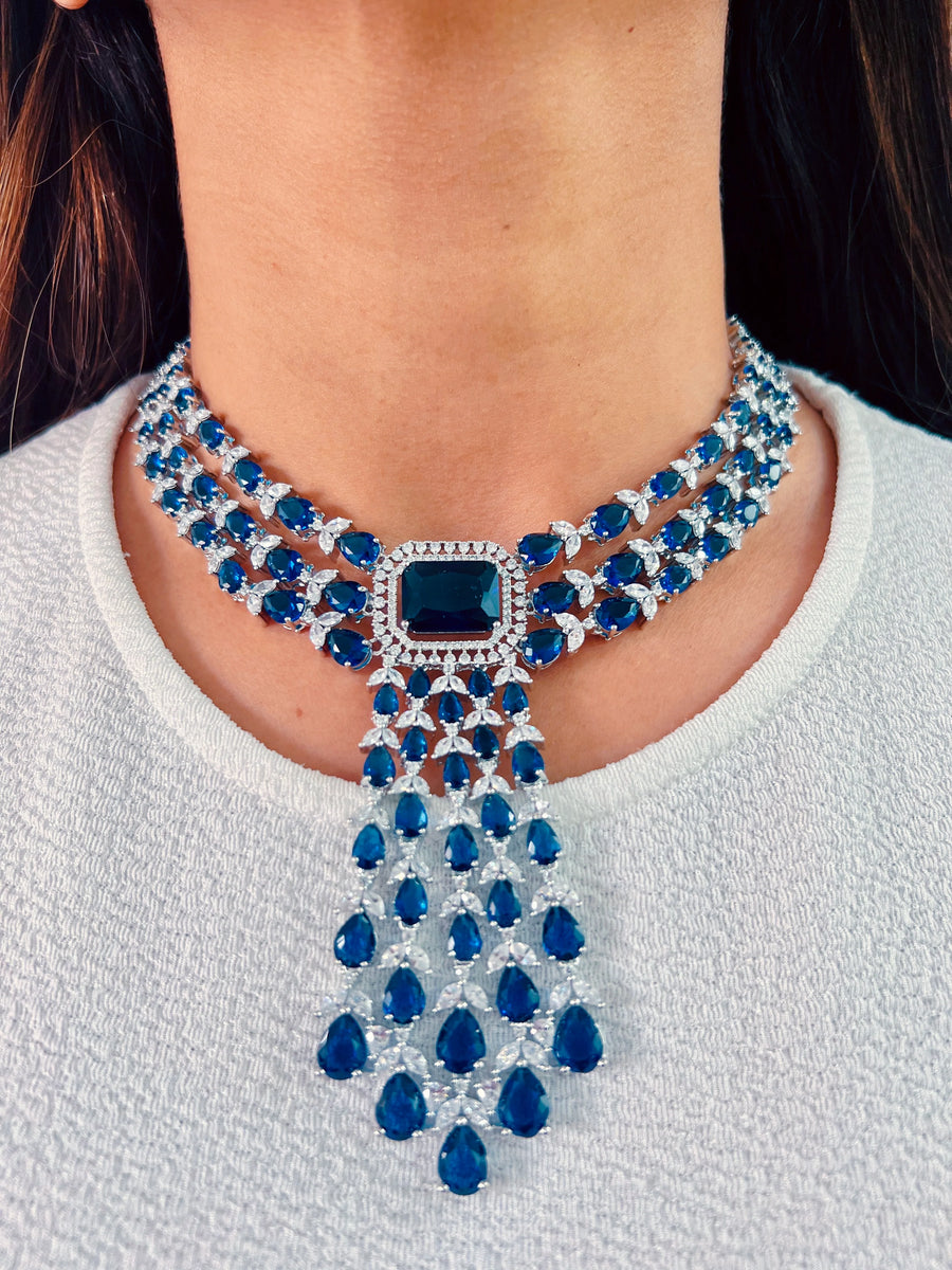Diza Blue Sapphire Set (Earrings & Necklace)