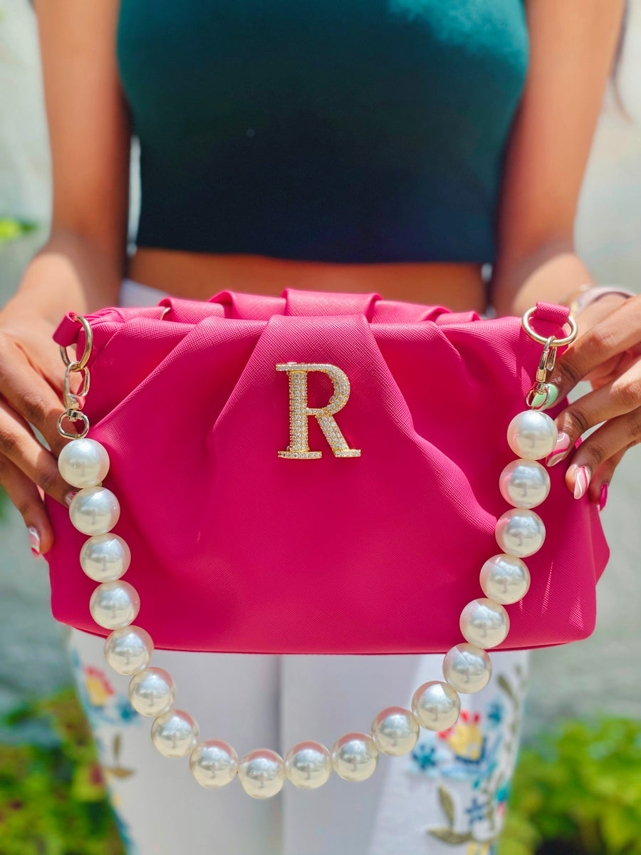 Personalized Fuchsia Rouched Bag