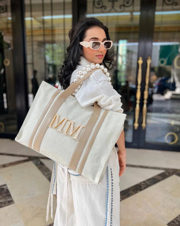 Cream discount tote handbag