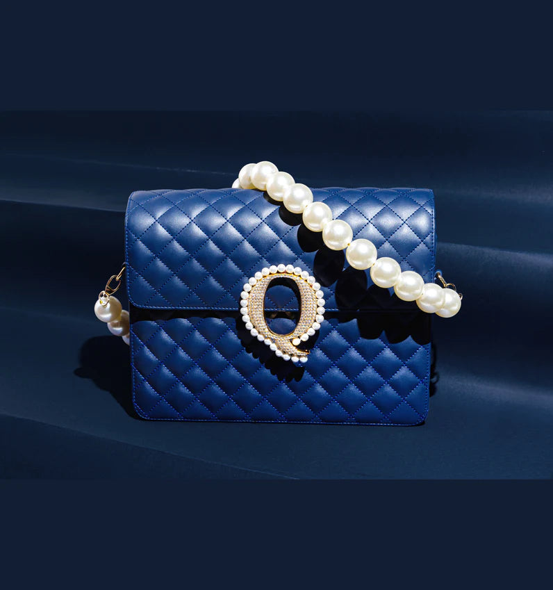 Personalized Navy Blue Quilted Bag PRERTO E COMMERCE PRIVATE LIMITED