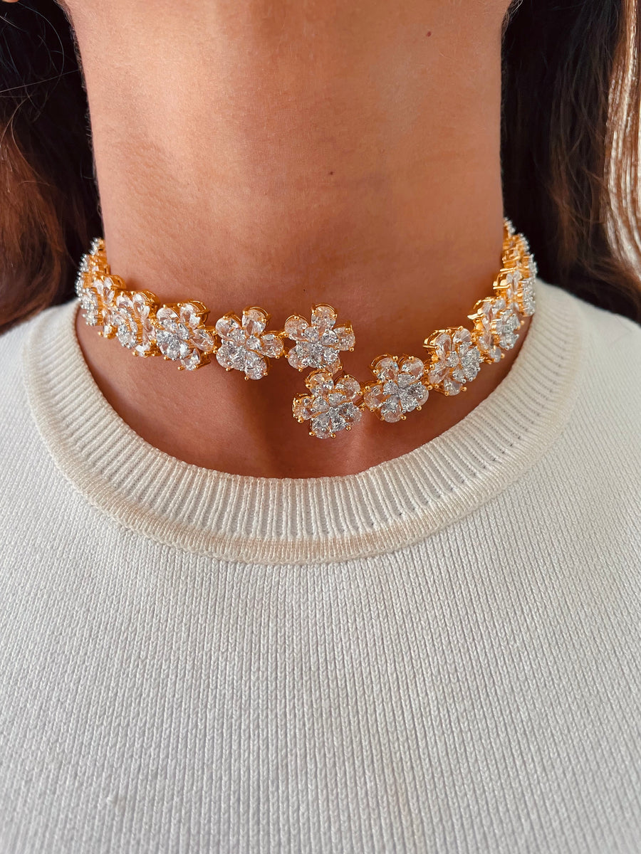 Narcis citrineset (oorbellen en ketting)