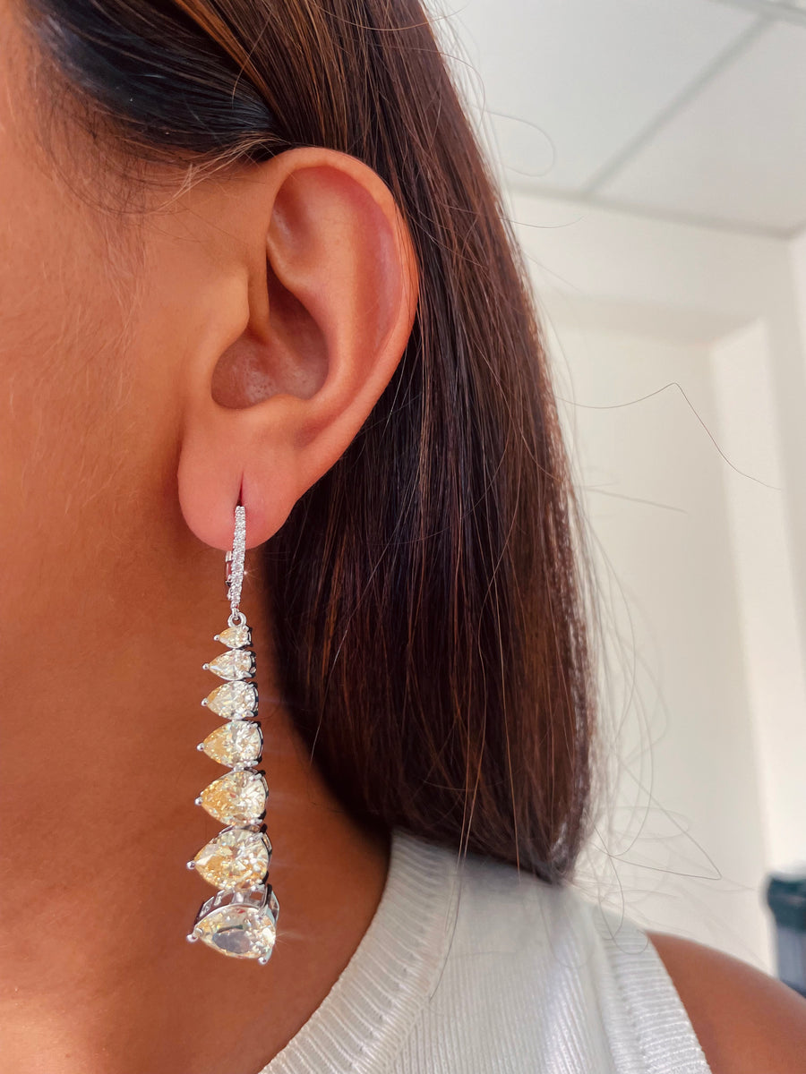 Maharani Citrine Square Drop Diamonte statement ketting & citrine tennis ketting set (oorbellen en ketting)