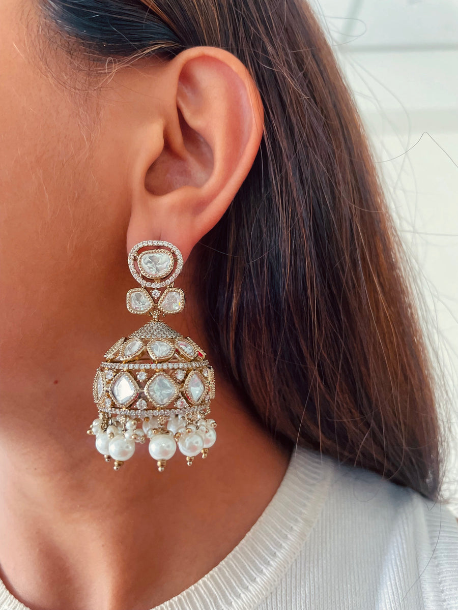 Zarfina Noor-e-Tilisma Double Courtly Moissanite Polki Kundan Haar Necklace Set (Necklace & Earrings)