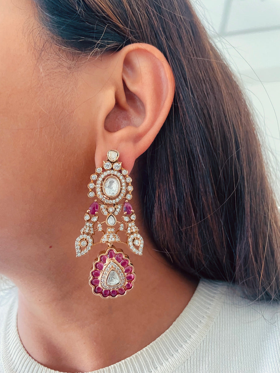 Zareen Gulabi Sultanate Court Kundan Choker Necklace Set (Necklace & Earrings)