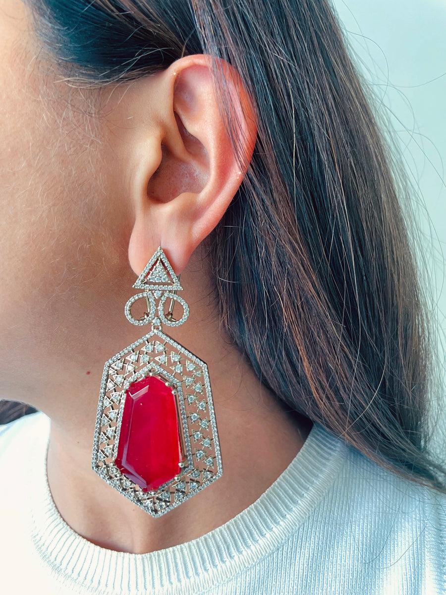 Hina Ruby Aureline Rajdarbar Imperial Majestique Necklace Set (Necklace & Earrings)