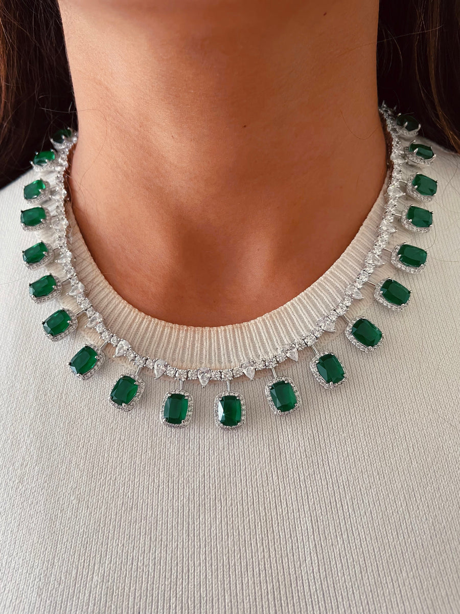 Citrine elliptische Dimonte ketting set (ketting en oorbellen)