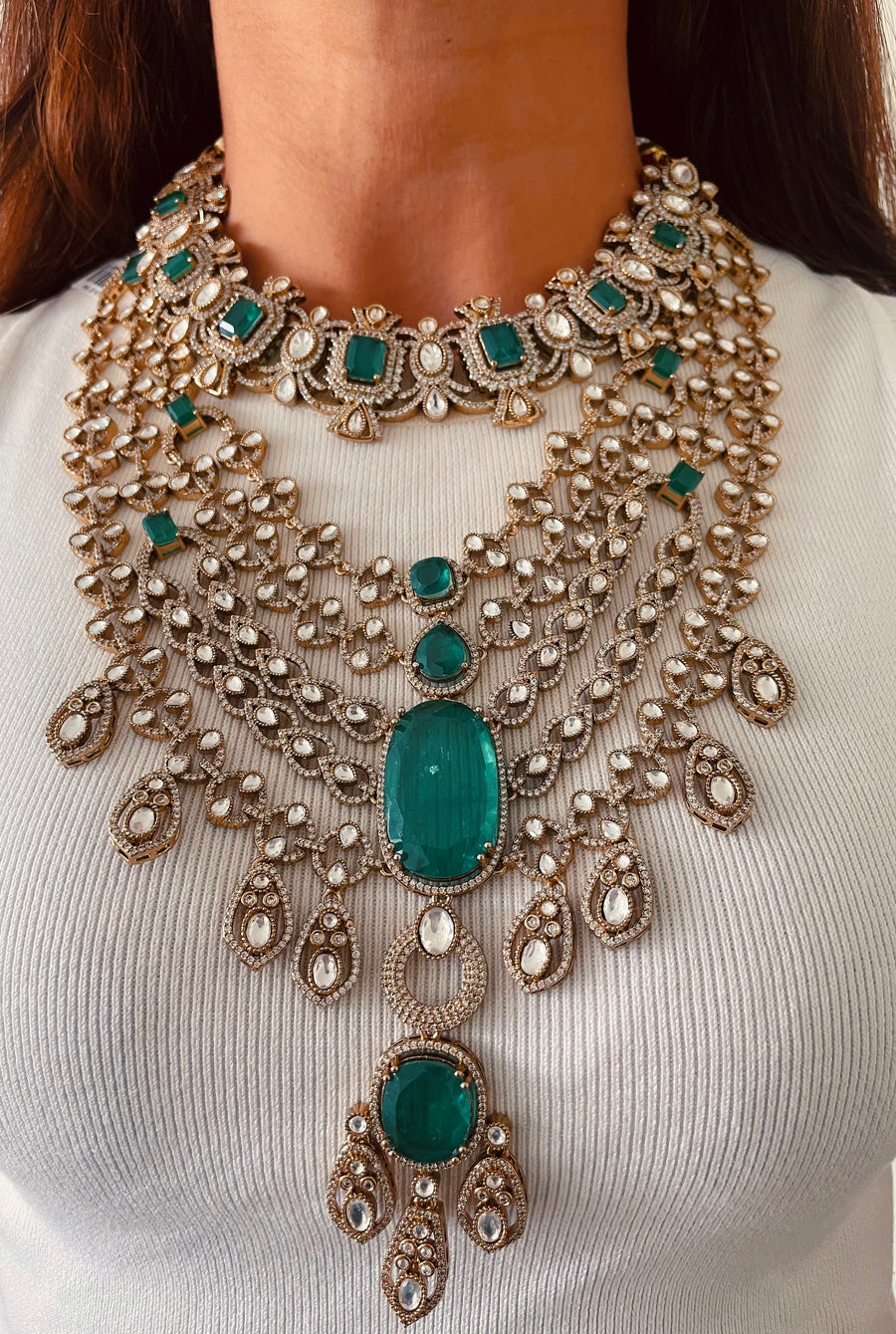 Narcis citrineset (oorbellen en ketting)