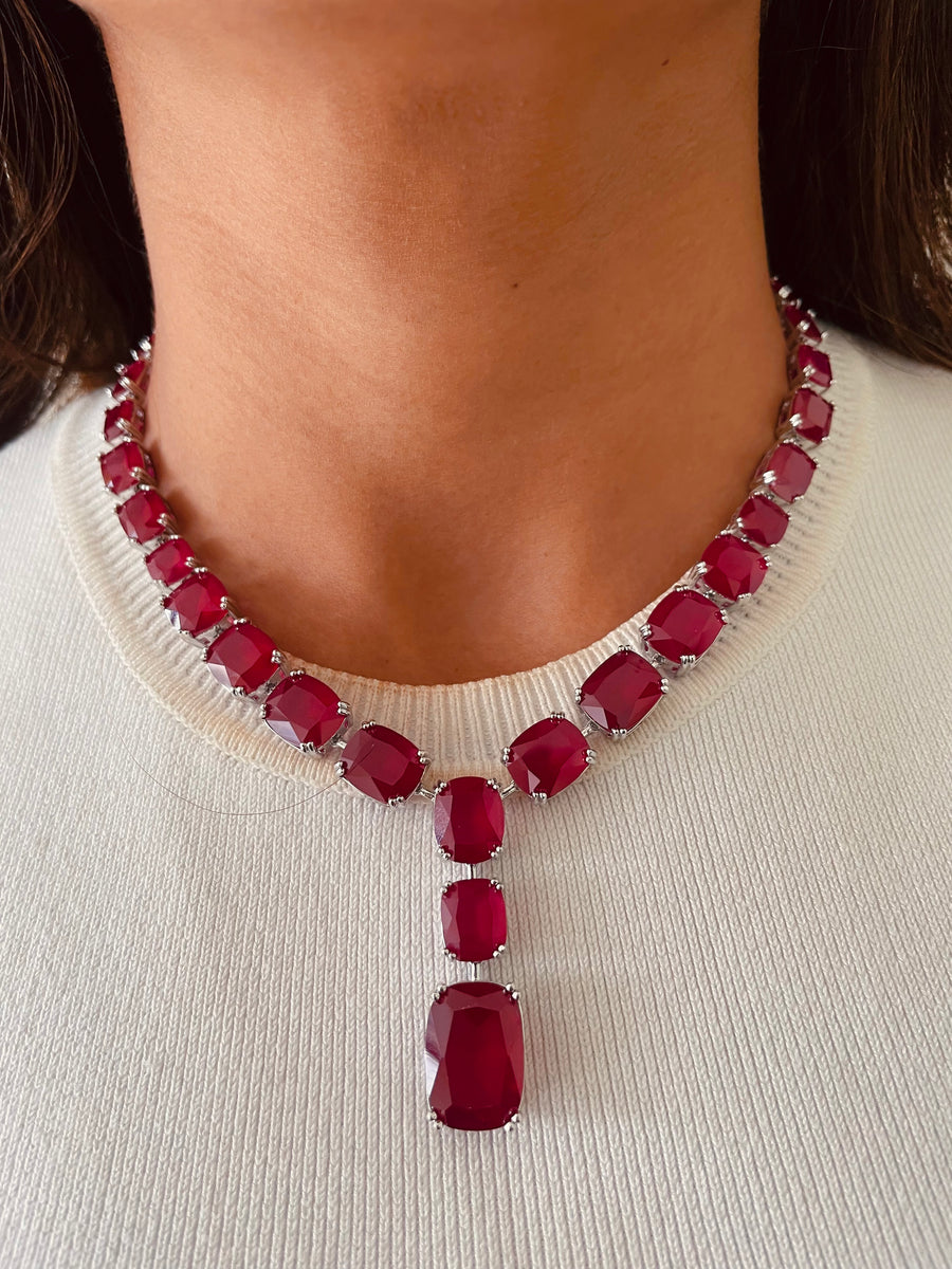 Ruby Drop Necklace Set