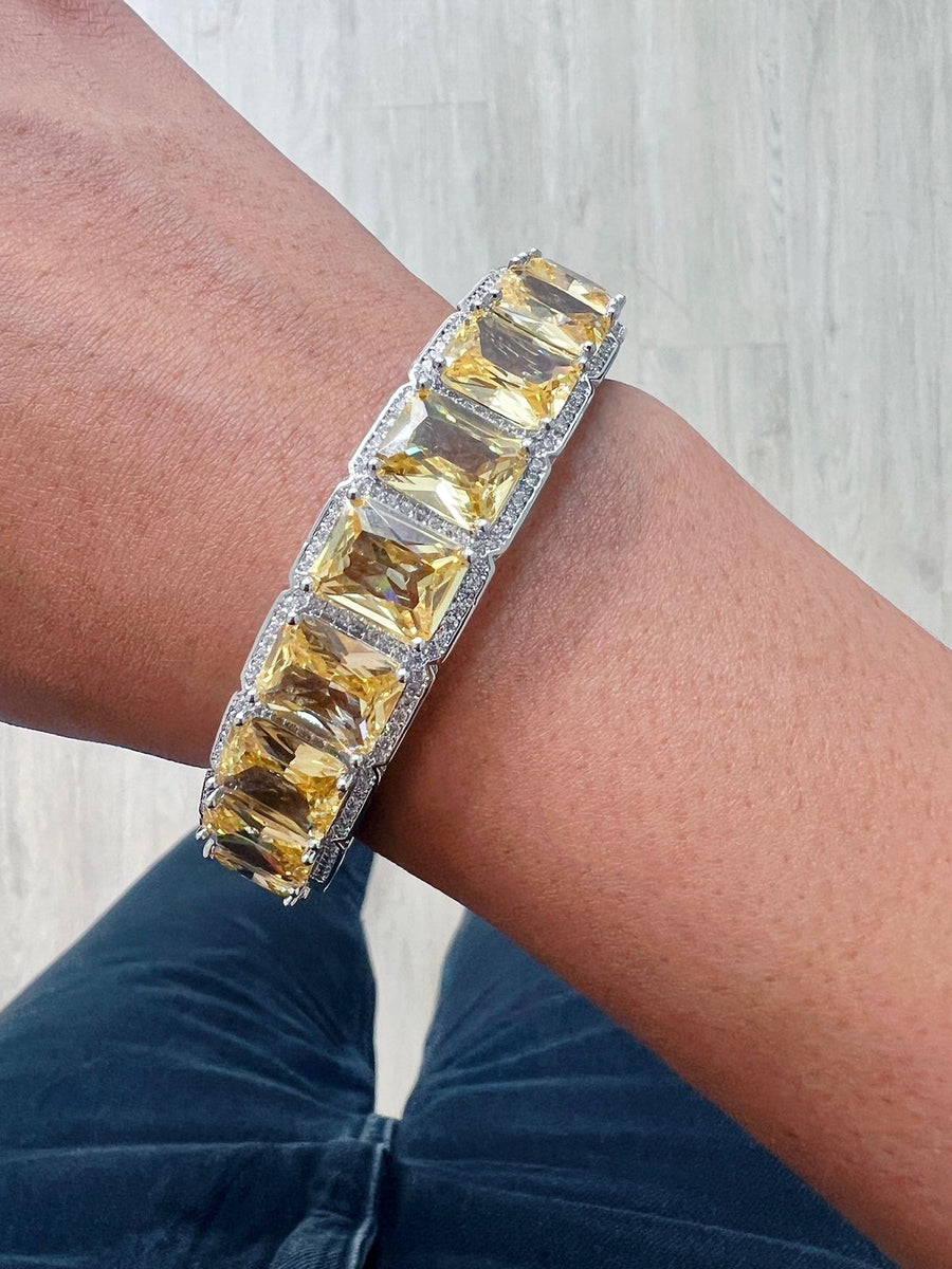 Brazalete de diamante de piedra citrina gema