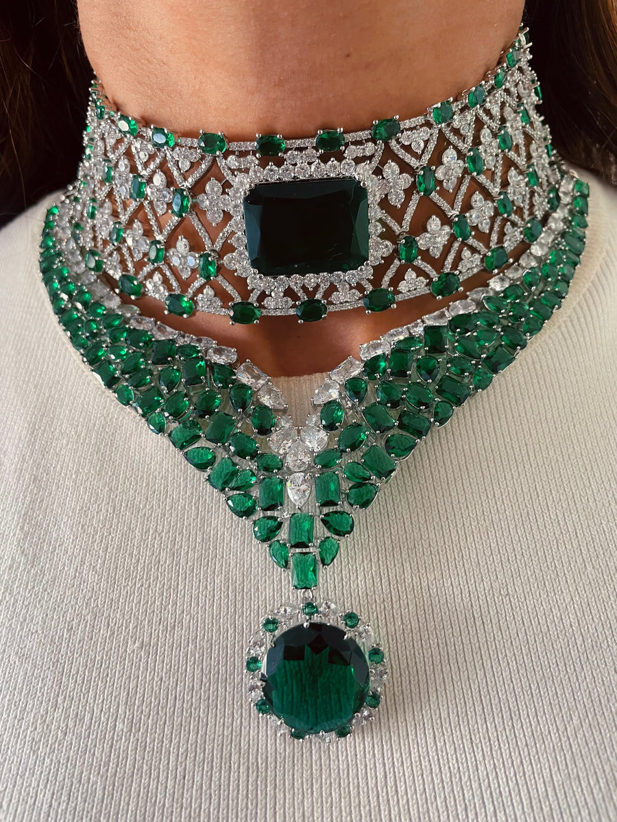 Narcis citrineset (oorbellen en ketting)