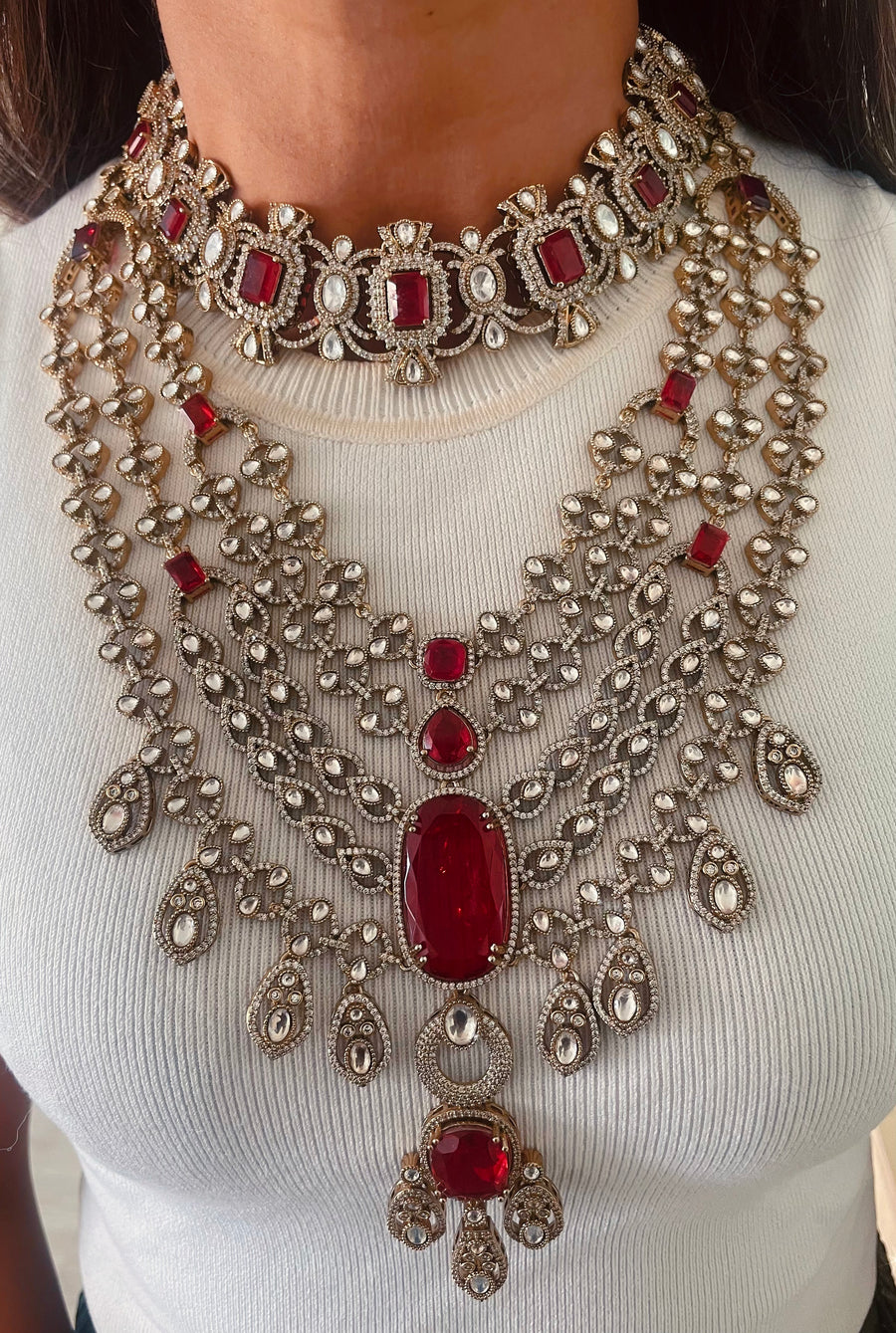 Narcis citrineset (oorbellen en ketting)