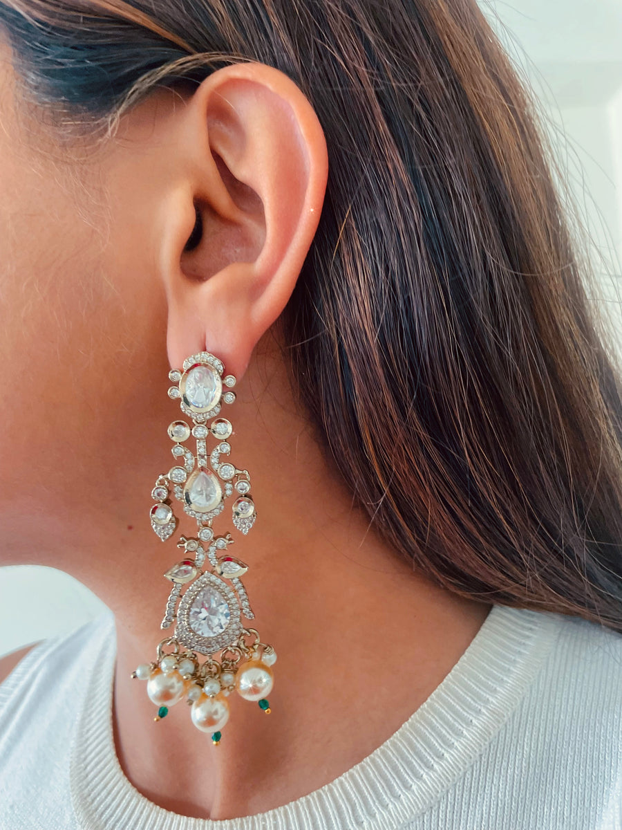 Zareen Sheeshmahal Maharani Heirloom Moissanite Polki Kundan Choker Necklace Set (Necklace & Earrings)