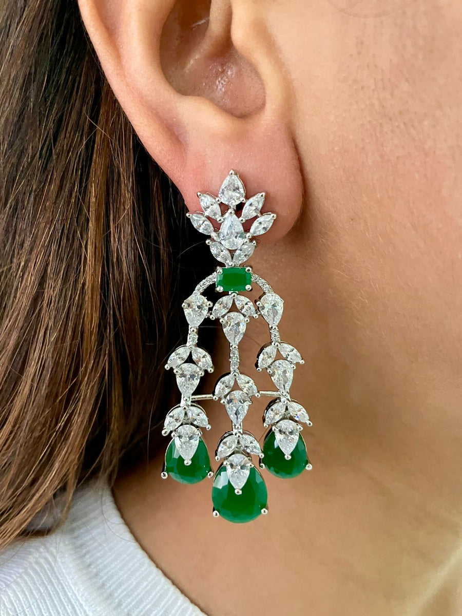 Emerald Dimonte tulpen druppels ketting set (oorbellen en ketting)