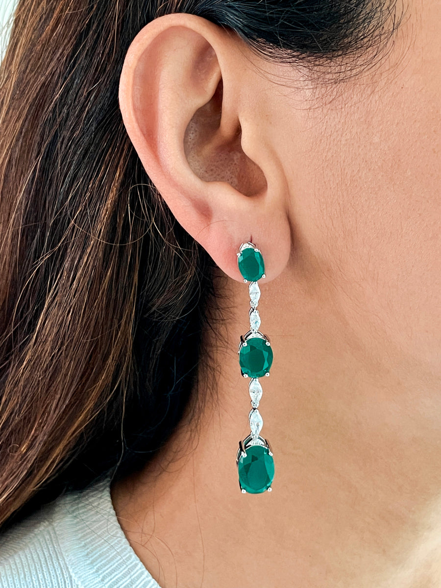 Oval Emerald Studded Diamond Statement Choker Set (Earrings & Necklace)