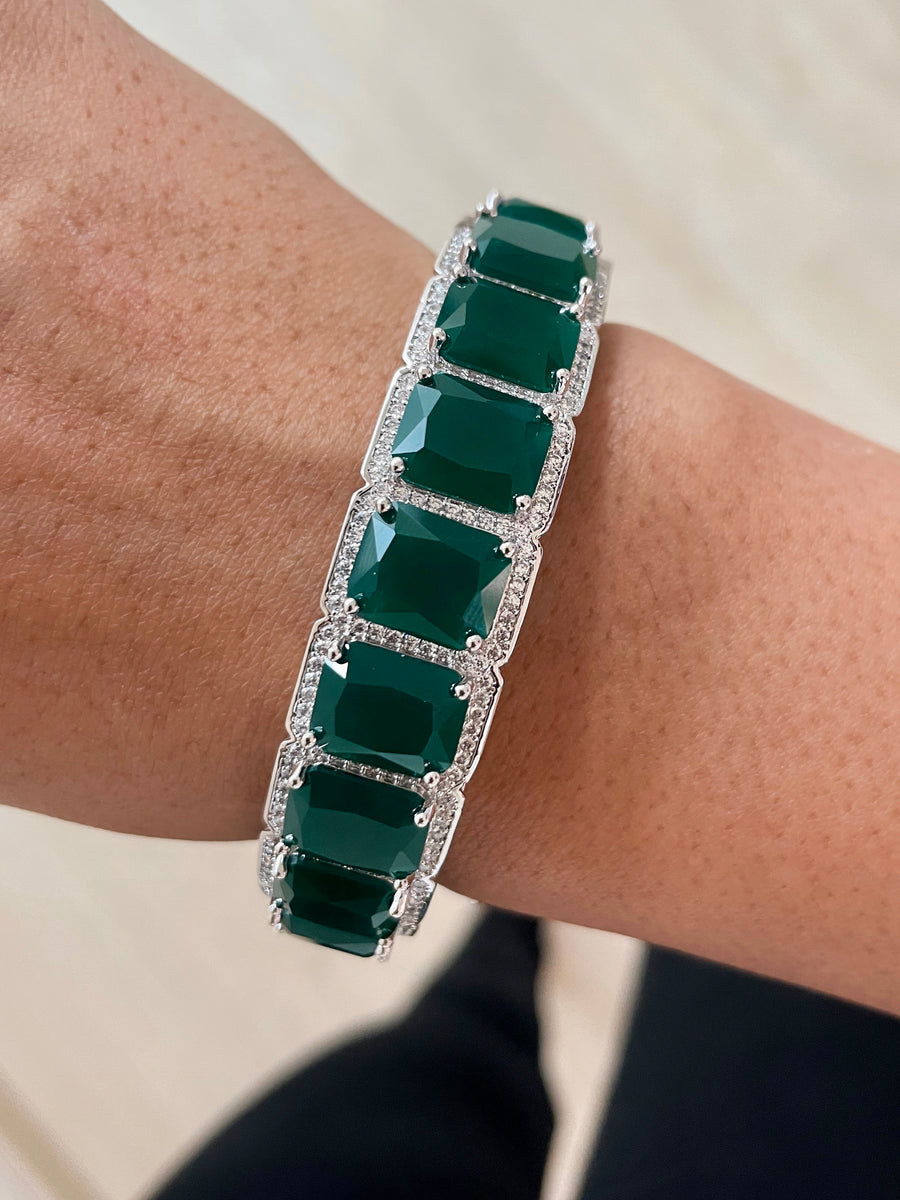 Emerald Gem Stone Diamond Setting Bangle