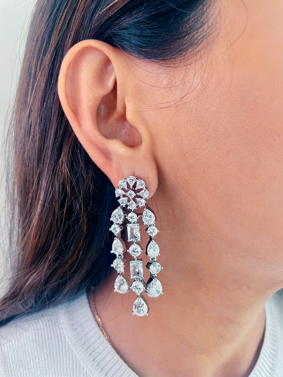 4 Layer Diamond Setting Pendant Set (Earrings & Necklace)