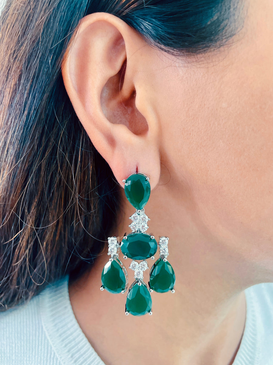 Beline Emerald Drop & Diamond Set (Necklace & Earrings)