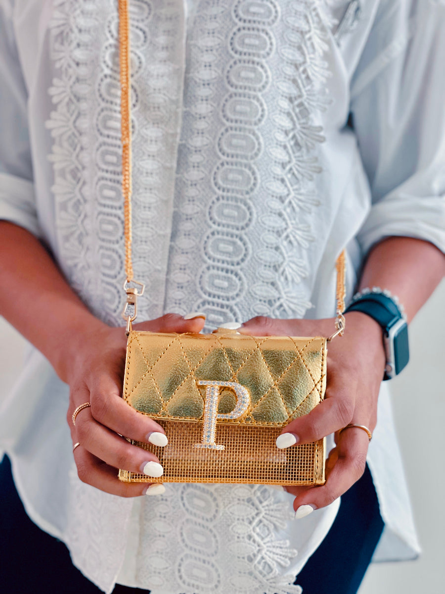 Personalized Gold Peekaboo Wrist Bag