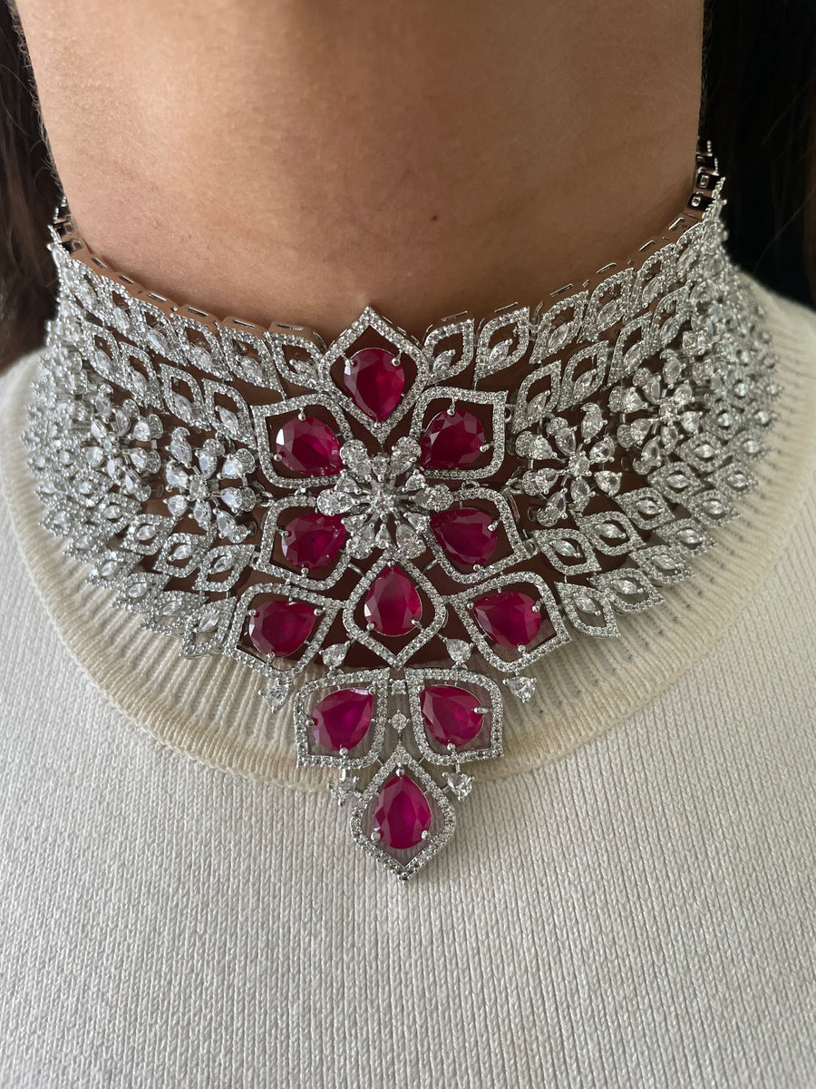 Narcis citrineset (oorbellen en ketting)