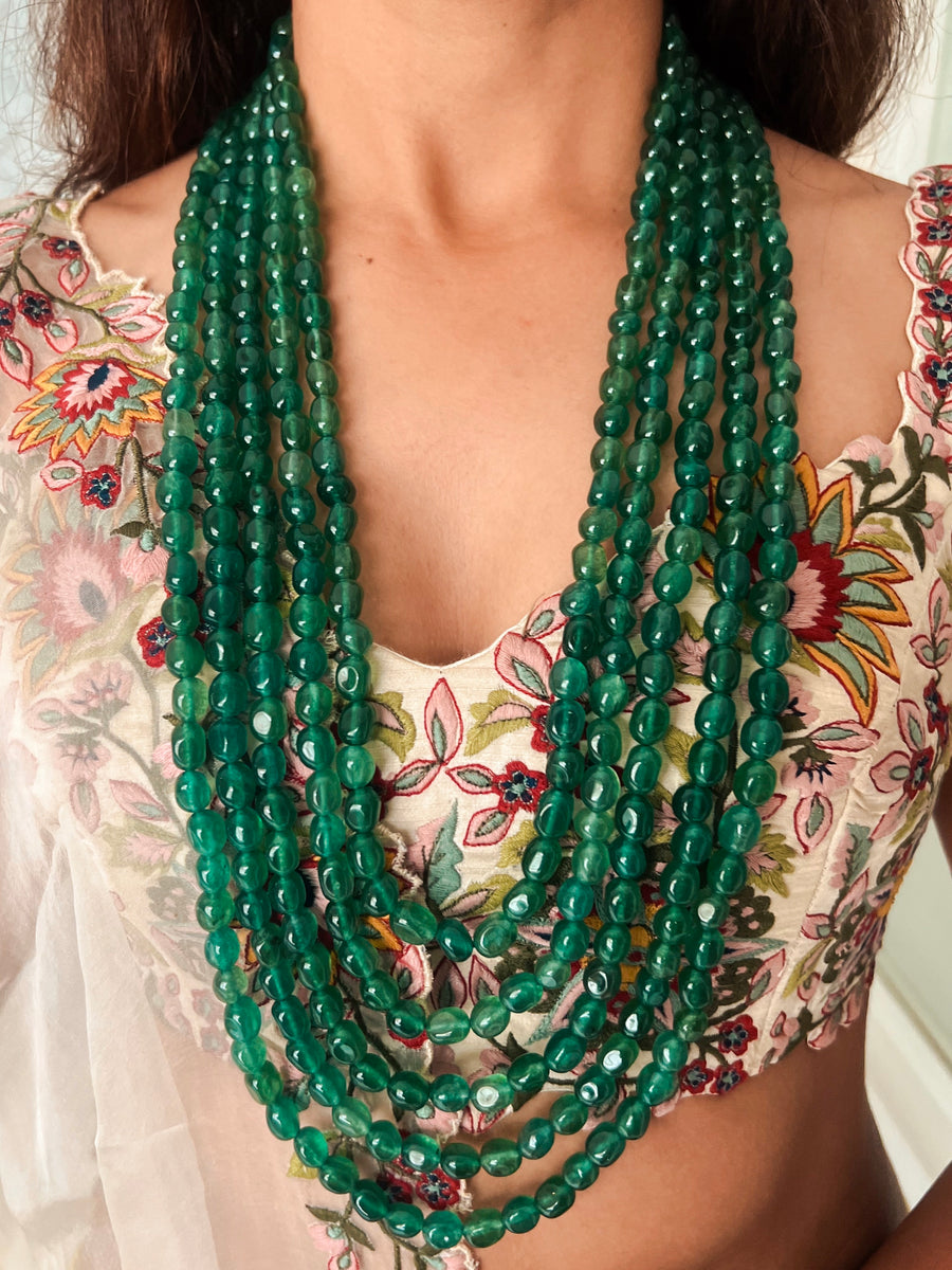 5 Layered Emerald Necklace