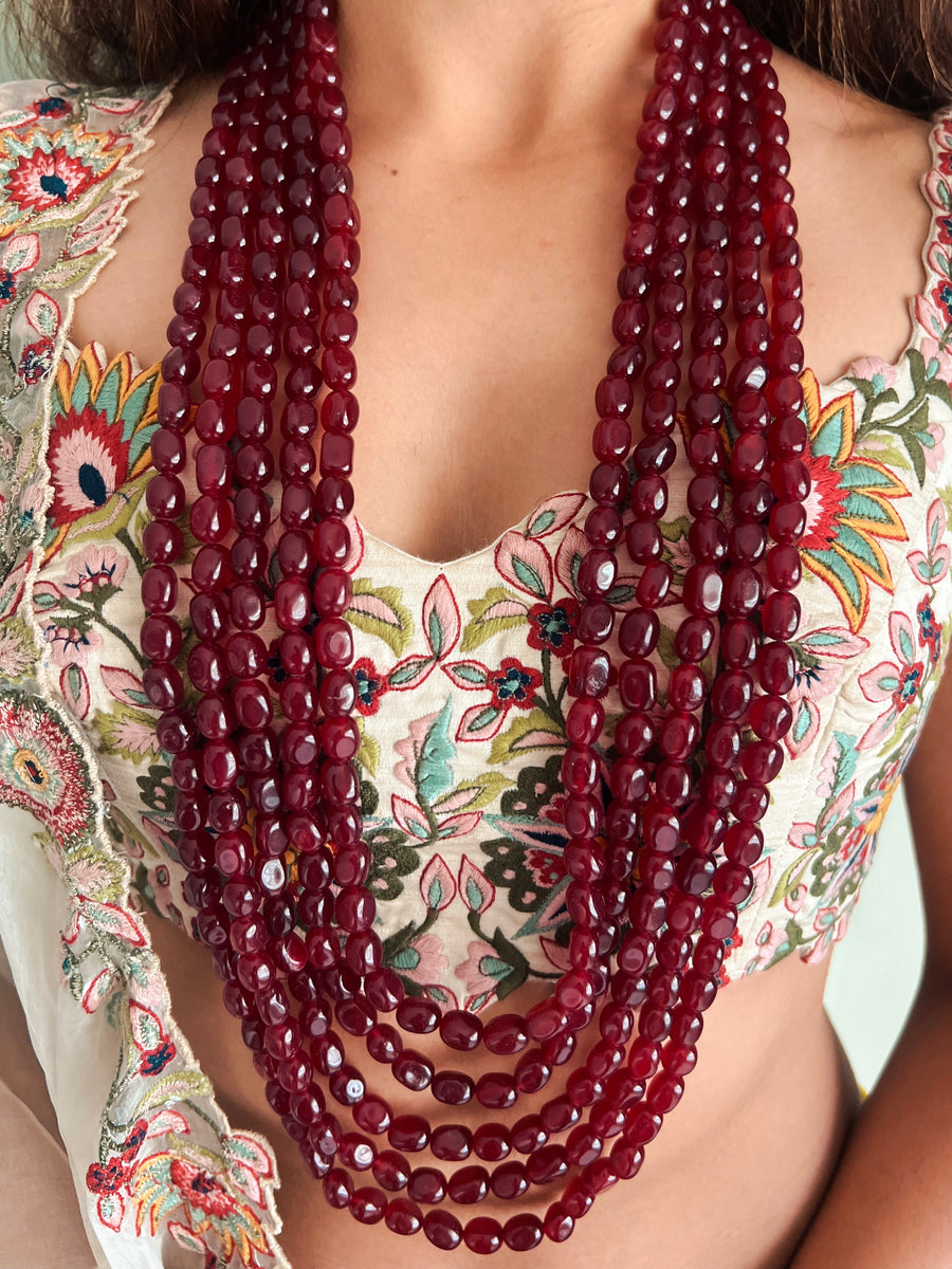 5 Layered Ruby Necklace