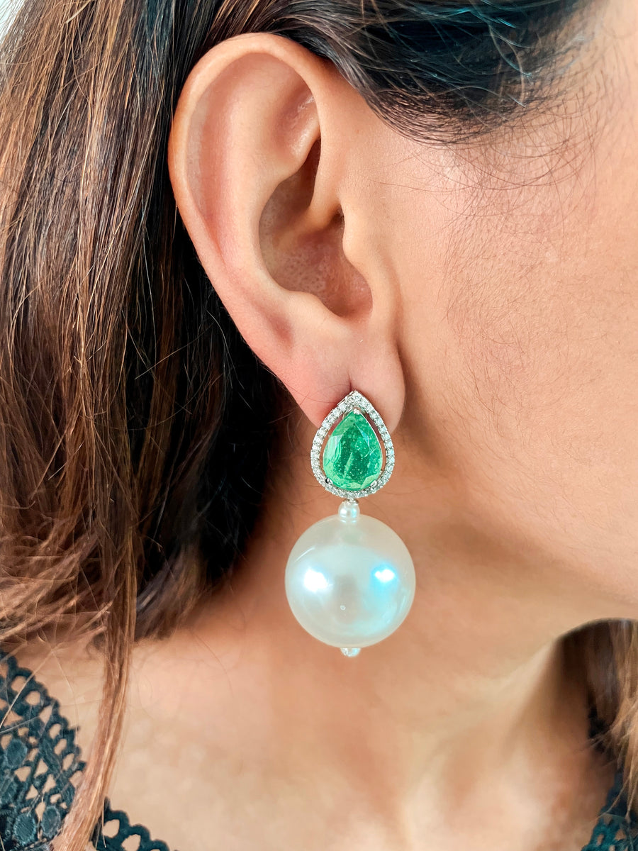Light Green Pearl Drop Earrings