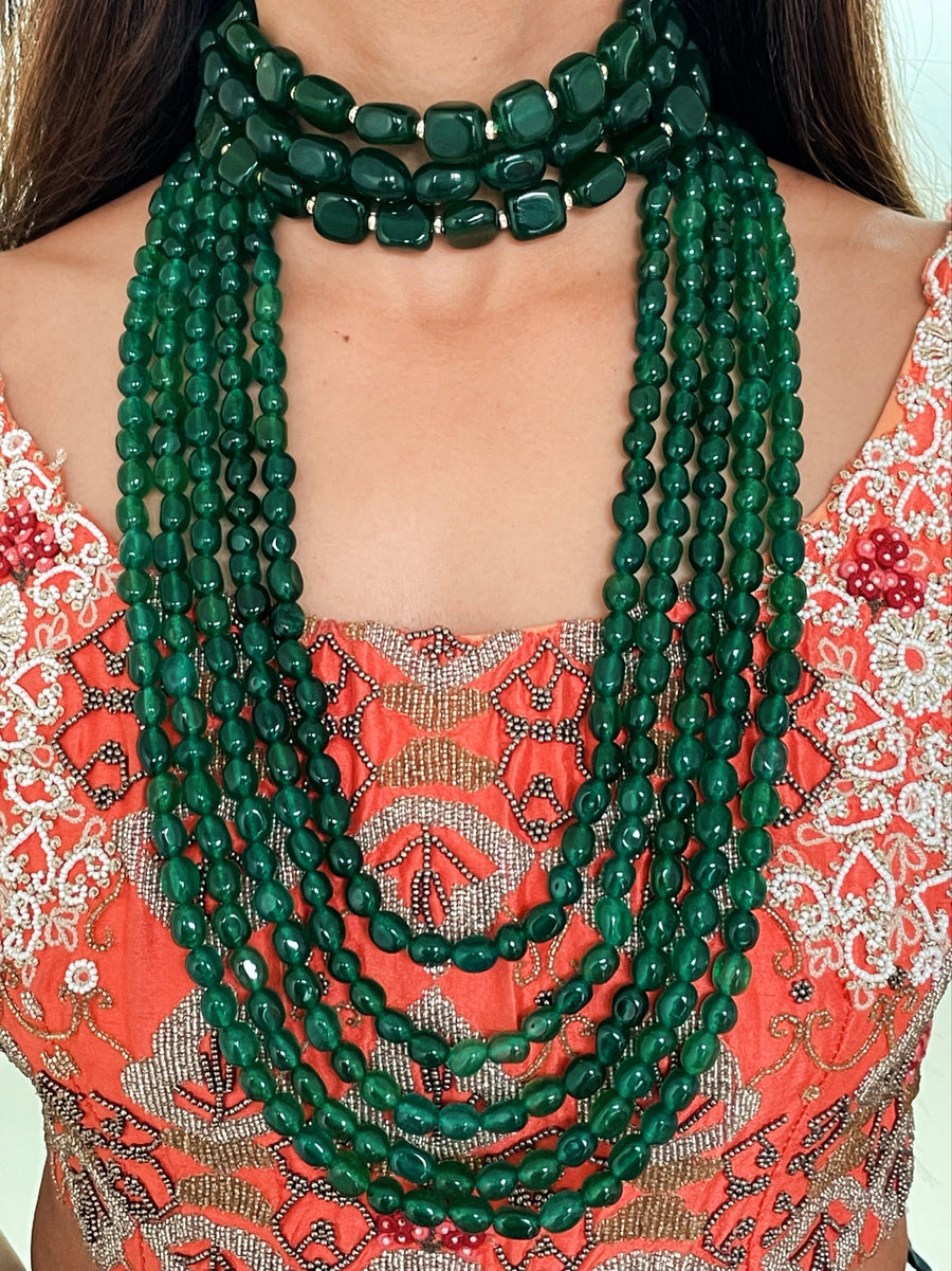 Maharani Tiahna & 5 Layered Emerald Necklace