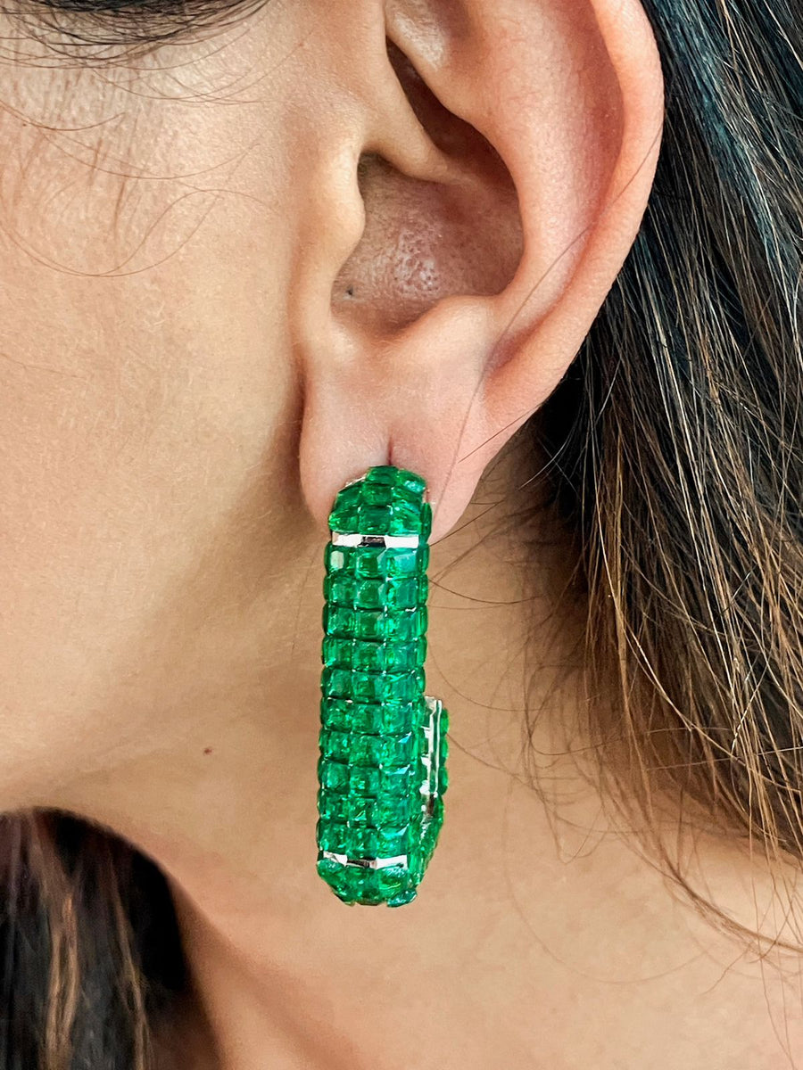 Rectangular Emerald Earrings