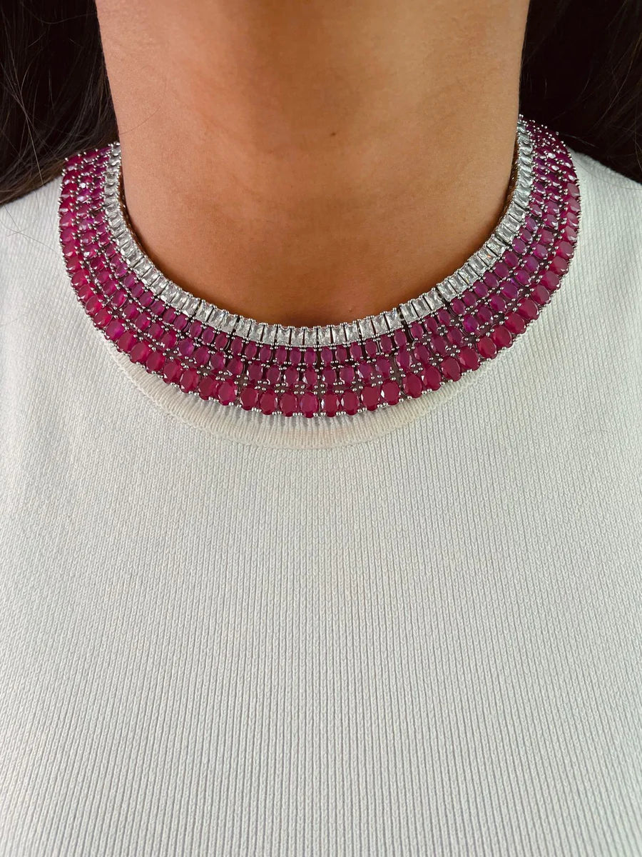 Maharani Ruby Kate Diamond & Sirsa Ruby Infinity Duo Necklace Set ...