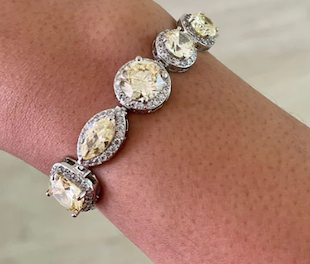 Maharani Citrine Square Drop Diamonte statement ketting & citrine tennis ketting set (oorbellen en ketting)