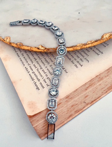 White Diamond Tennis Heart Drop Necklace Set