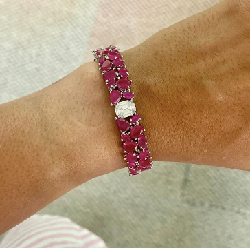 Statement Diamond & Ruby Leaflet Choker Necklace Set