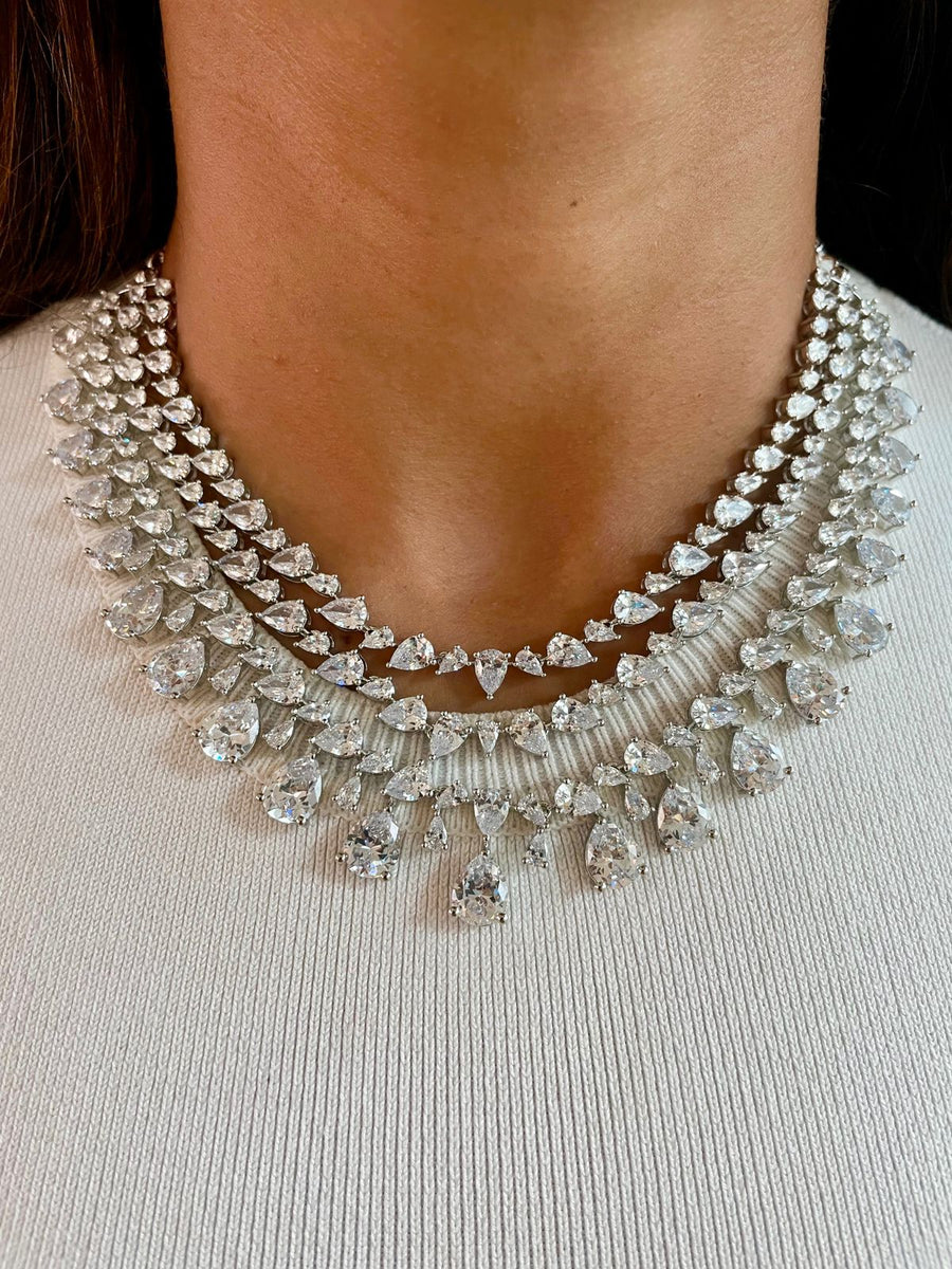 Layer Dimonte Tear Drop Necklace Set