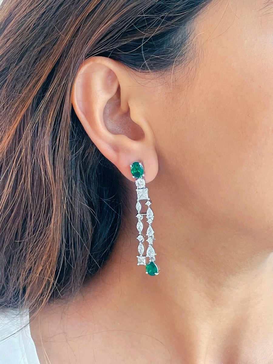 Alisa Diamond Emerald Set (Earrings & Necklace)