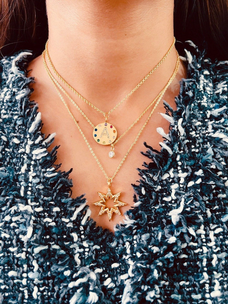 Arco Iniziale Gold Charm Necklace