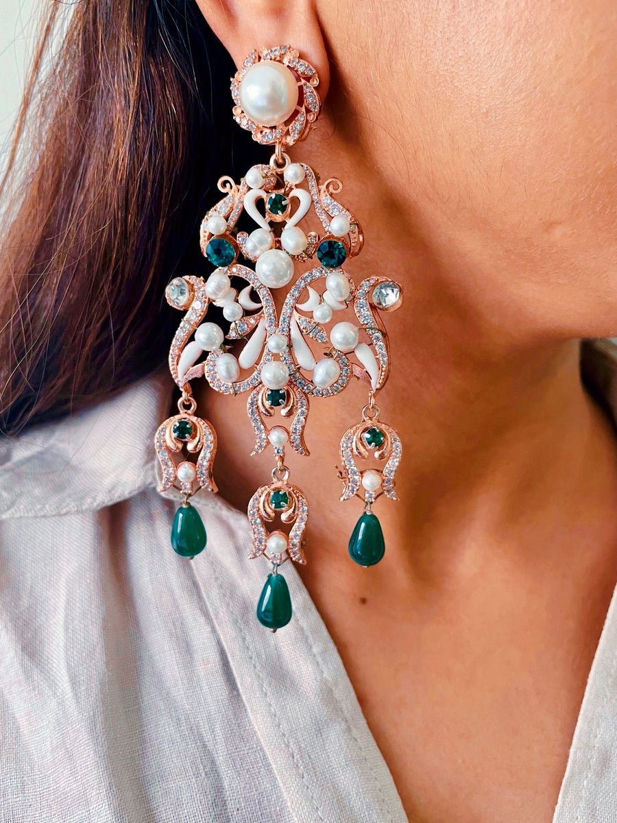 Azalea Pearl Diamond Earrings
