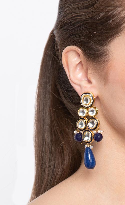Blue Pearl Kundan Earrings