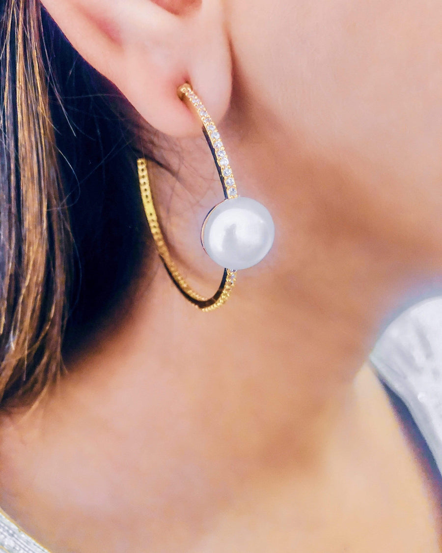 Celine Pearl Hoop Earrings