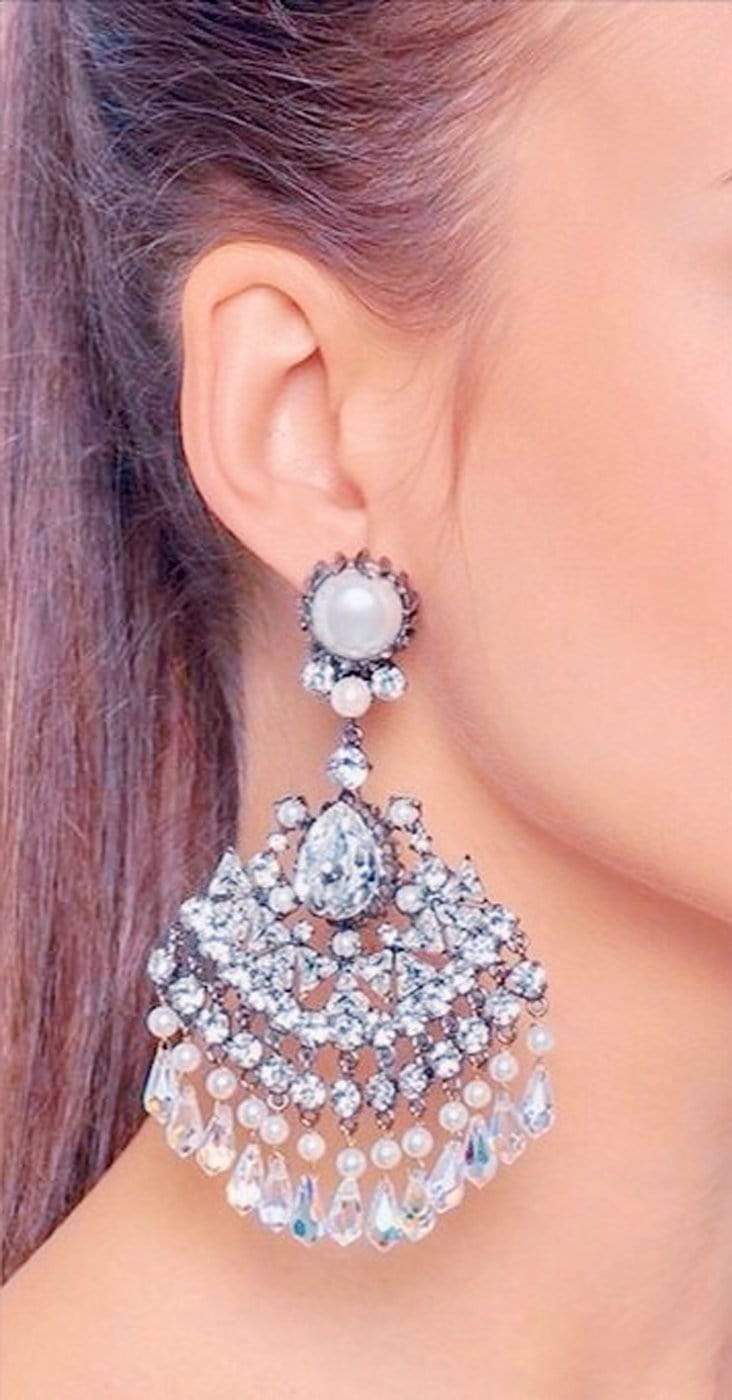Chrome Diamond Drop Earrings