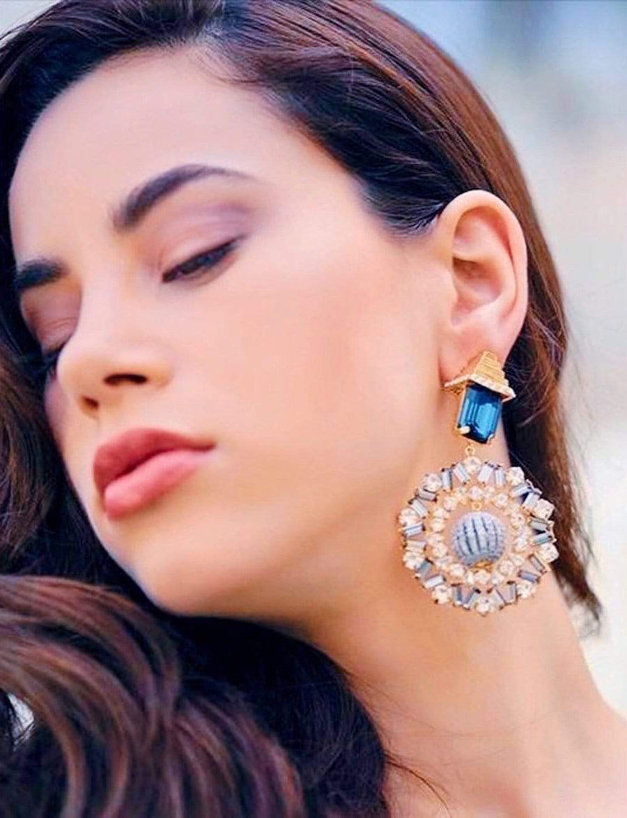 Ellipsis Sapphire Diamond Earrings