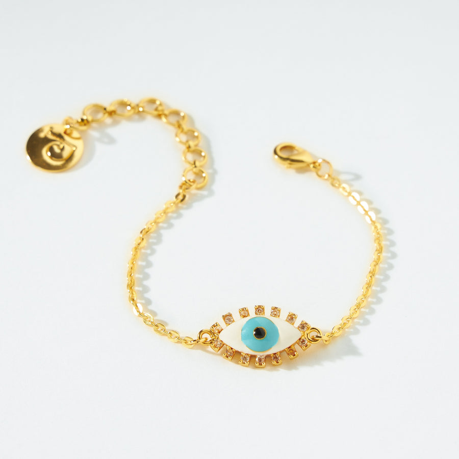 Evil Eye Bracelet, 14K Solid Yellow Gold Evil Eye Bracelet, Dainty Evil Eye  Bracelet, Minimalist Gold Evil Eye ,gifts for Her, Gold Bracelet - Etsy