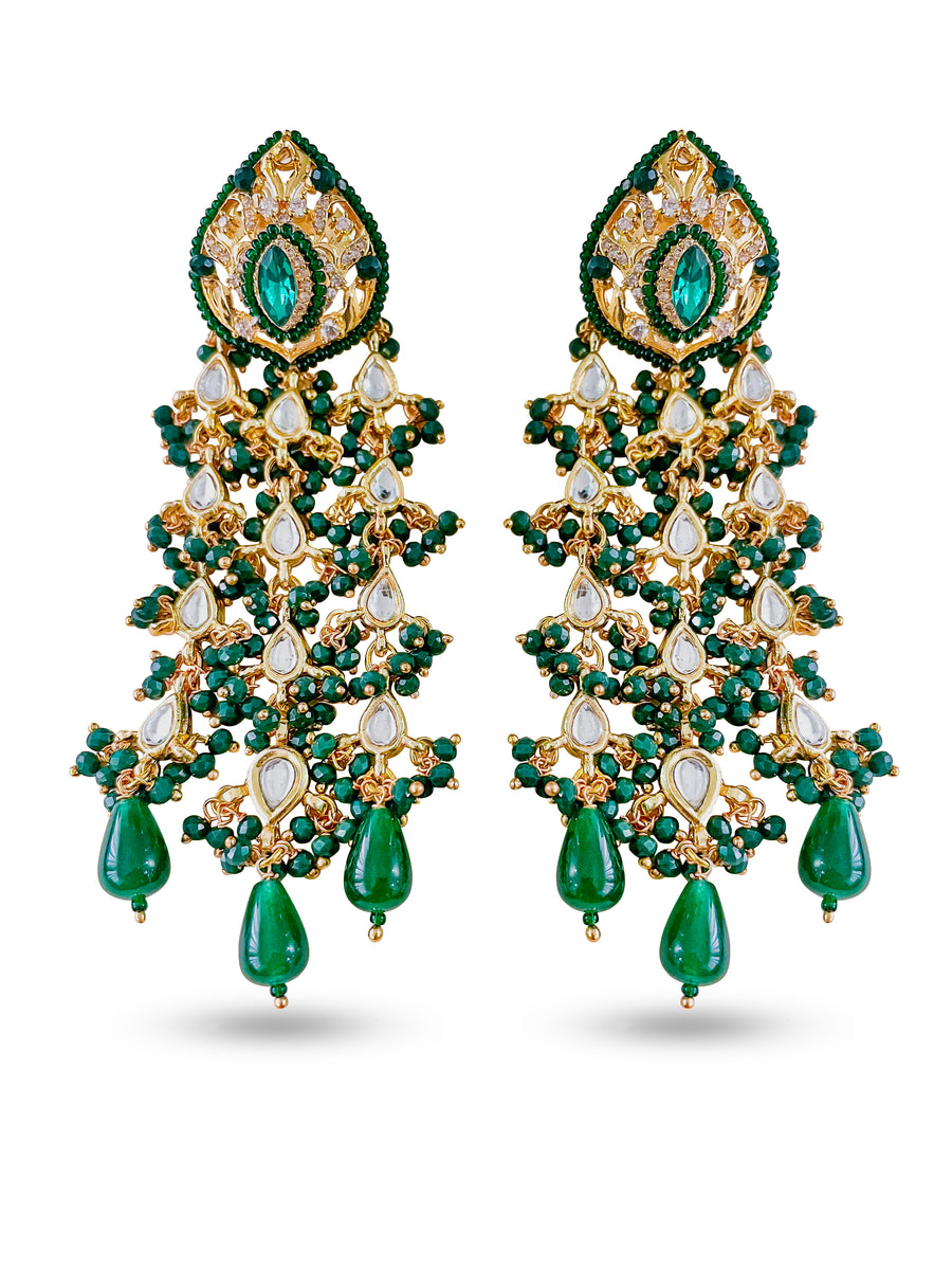 Jharoka Green Diamond Earrings