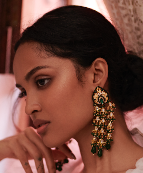 Jharoka Green Diamond Earrings