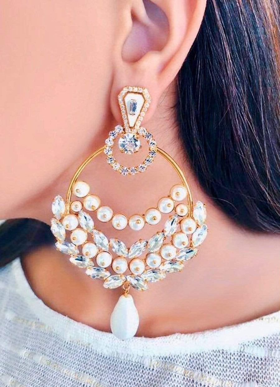 Laurel Pearl Diamond Earrings