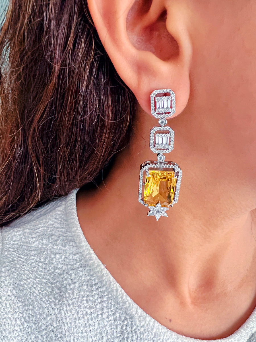 Leah Citrine Diamond Set (Earrings & Necklace)
