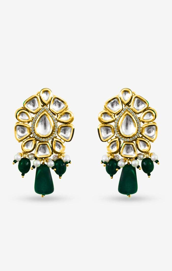 Naz Green Kundan Earrings