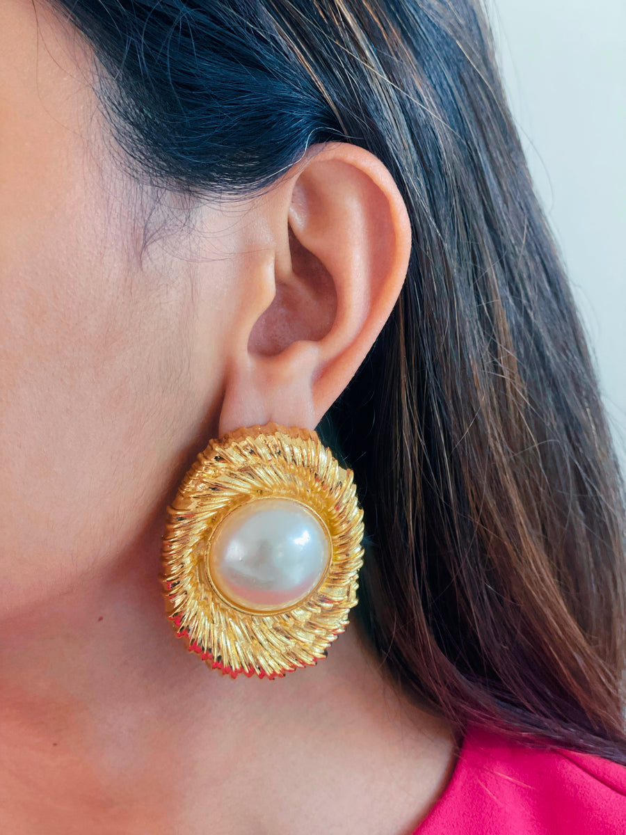 Pearly Baroque Gold Earrings